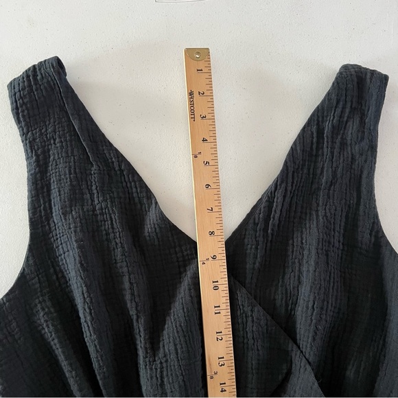 Steve Madden Taryn Cotton Gauze Midi Dress Sleeveless V Neck  Black Large - Picture 15 of 15